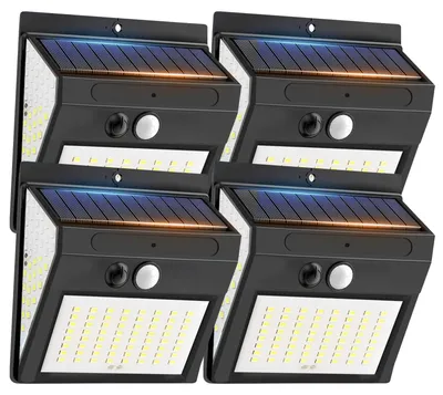 4er-Set Solar-Wandleuchten mit Bewegungsmelder, 144 LEDs, IP65