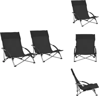 Produktbild von vidaXL Klappbare Strandstühle 2 Stk. Schwarz Stoff -  Gartenstühle