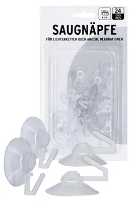 Saugnäpfe mit Haken, 36 Stück, transparent, 2,5 x 2 cm