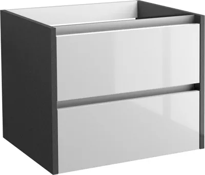 Produktbild von Waschtischunterschrank Kolkata 54, Farbe: Weiß glänzend / Anthrazit glänzend - 50 x 60 x 46 cm (H x B x T)
