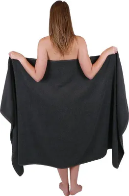 Produktbild von Ibenzoa® Extra großes dunkelgraues Badetuch 100 x 200 cm, 100% Baumwolle, 400 g/m² – Saunatuch & Strandtuch, waschbar bis 60°C, trocknergeeignet, mit Aufhängeschlaufe