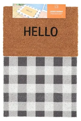 Image de Paillasson + Dessous de Tapis Motifs Carreaux - Hello - 90,5 x 60,3 x H 2,1 cm