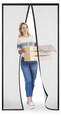 Produktbild von Schwarzes Tür-Moskitonetz 90 x 210 cm für Balkontüren, magnetisch, einfache Montage ohne Bohren.