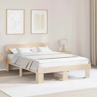 Zdjęcie produktu dla Maison Exclusive – rama łóżka z zagłówkiem Naturalne 160 x 200 cm Lite drewno sosnowe
