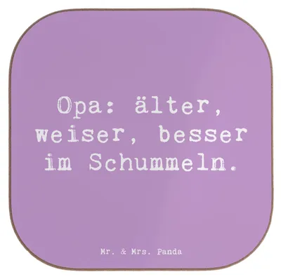 Produktbild von Mr. & Mrs. Panda Tischschoner Spruch Opa Weisheit - Lavendeltraum - Geschenk, Familie, Großpapa, Tassen Untersetzer, gläseruntersetzer, liebevoll, für Gläser, handgemacht