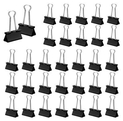 Produktbild von 64 Stück Foldback Klammern Foldbackklammer 32mm Metall Binder Clips für Büro Schul Brief Büroklammer Bürobedarf Schwarze Binderclips