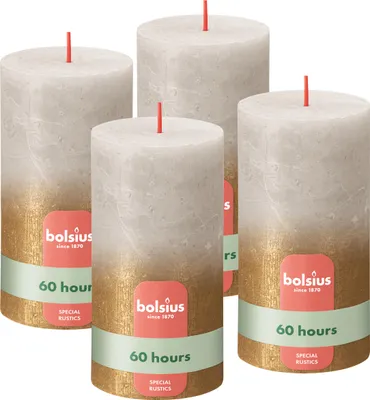 Obrázek produktu pro Sada 4 svíček Bolsius, 13 cm, šedá - zlatá