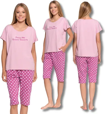 Produktbild von Damen Schlafanzug Zweiteilig Moraj Kurzarm 3/4 Hose In Streifen L