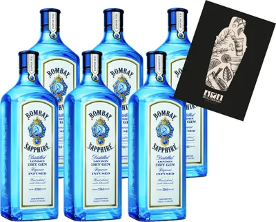 Produktbild von Bombay Sapphire 6er Set Distilled London Dry Gin 6x 1L (40% vol) Vapour infused- [Enthält Sulfite]