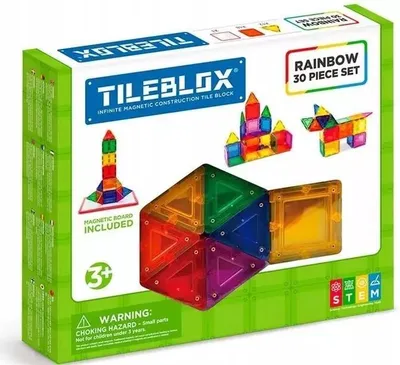 Immagine prodotto di Set di 30 pezzi arcobaleno Tileblox con lavagna magnetica