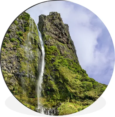Produktbild von MuchoWow® Aluminium Wandkreis Azoren - Wasserfall - Felsen Ø 30 cm Wanddeko Modern Wohnzimmer - Wand Bild - Wohnzimmer - Runde Bilder - Alubilder - Kunst für zu Hause - Aluminium - Wanddekoration