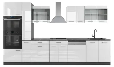 Immagine prodotto di Cucina  Vicco R-Line Bianco lucido/antracite 350 cm con armadio alto, senza piano di lavoro, Model 37656
