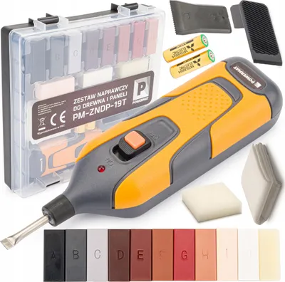 Obrázek produktu pro POWERMAT Sada na opravu dřevěných povrchů, dřevo, laminát, parkety, korek 11ks PM-ZNDP-19T
