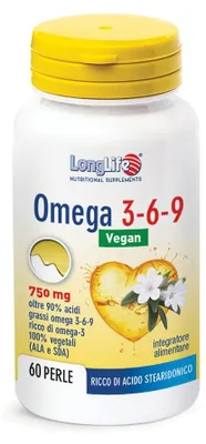 Immagine prodotto di Longlife Omega 3-6-9 Vegan 750 Mg 60 Perle Vegetali