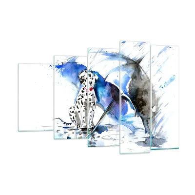 Produktbild von Bilder auf glas - Hund Regenschirm Regen Wetter - 150x100cm - Glasbilder - Wandbilder - Kunstdruck - zum Aufhängen bereit - Wanddekoration aus Glas - Glas Bilder - Wandbild auf Glas - GEG150x100-3044