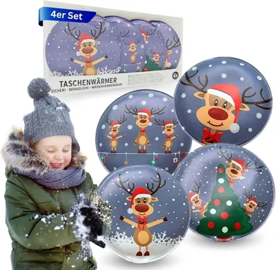 Productafbeelding van Zakwarmer kinderen - Herbruikbare handwarmers rendier - Set van 4 - 9 cm