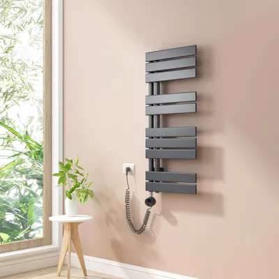 Produktbild von Heilmetz Badheizkörper Elektrisch Heizkörper mit Heizstab, 90x40cm Anthrazit Handtuchtrockner und 300Watt Heizstäbe für 4㎡ Badezimmer Ohne heizstab