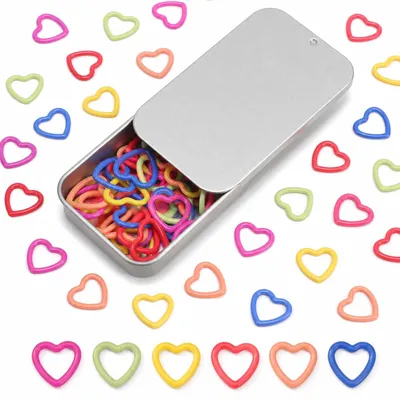 Produktbild von Steckmarkierer Metall, Herzform, 120 Stück, mit Aufbewahrungsbox, für Stricken und Häkeln