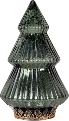 Immagine prodotto di Clayre & Eef Decorazione natalizia con illuminazione a LED Albero di Natale Ø 13x23 cm in vetro verde