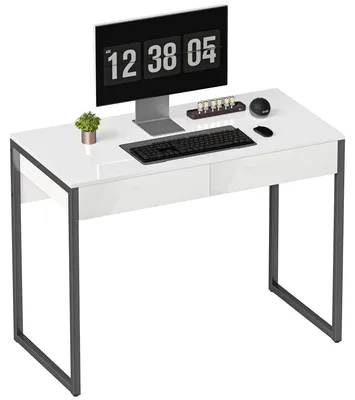 Produktbild von HOMCOM Schreibtisch 100 x 50 cm Computertisch Bürotisch mit 2 Schubladen Schwarz