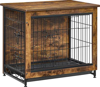 Produktbild von Feandrea Hundekäfig, Hundebox, mit herausnehmbarem Tablett, 2 Türen, für Hunde bis zu 14 kg, Vintagebraun