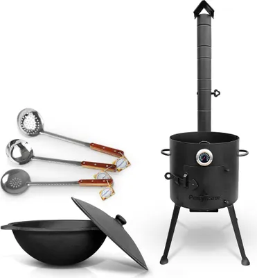 Produktbild von Gusseisen Kazan 10 L Kasan Казан mit Feuerofen Utschak Ø 36 cm. Учак Учаг Uchag