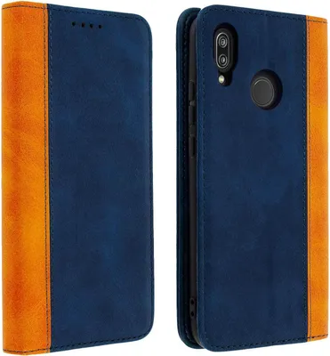 Produktbild von Avizar, Kunstlederetui mit Kartenfächern, Standcase für Huawei P20 Lite, Nachtblau
