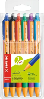 Produktbild von Druck-Kugelschreiber - STABILO pointball - 6er Pack - mit 6 verschiedenen Farben