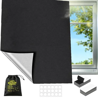 Produktbild von Verdunkelungsrollo Fensterrollo Ohne Bohren - 300 x 145 cm - 420D Oxford-Stoff - Mit Silberbeschichtung - Für Dachfenster und Fenster