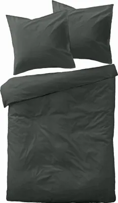 Produktbild von JACK Mako Satin Bettwäsche 135x200cm 2 tlg. Einfarbig Uni Anthrazit Weiß Grau Hellblau Edel seidiger Glanz, Farbe:Anthrazit