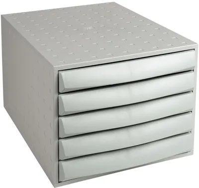 Immagine prodotto di Exacompta THE BOX Cassettiera a 5 cassetti per ufficio, grigio chiaro, A4+