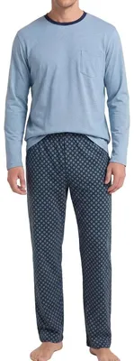 Produktbild von Ammann Mix & Match Schlafanzug Set aus Langarm-Shirt und langer Hose, Aus Baumwolle, Bequem und atmungsaktiv