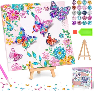 Imagen del producto de Kit de mosaicos de diamantes con marco de madera, de colores, para niños de 5 a 12 años, un set de manualidades creativo