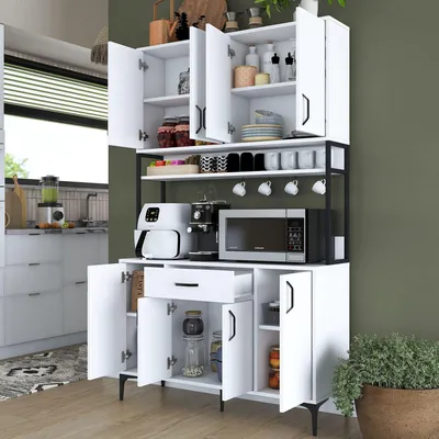 Image de Cavriago - Buffet, 120x40x199h cm Blanc, 5 Étagères