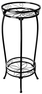Image de Support à fleurs en métal, support pour plantes, tabouret à fleurs, noir, haut, décoration d'intérieur (30 x 30 x 70 cm)