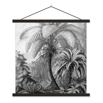Produktbild von MuchoWow® Textilposter Pflanzen - Schwarz und weiß - Design - Illustration - Botanisch 40x40 cm mit schwarzem Rahmen - Fotos