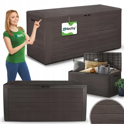 Produktbild von Große braune Gartenbox 280L für Balkon, Terrasse und Garten