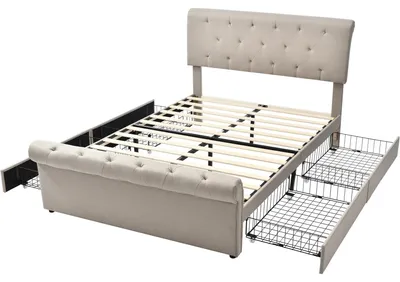 Produktbild von Polsterbett – Doppelbett – Bett mit Stauraum – Bett 140x200 cm – Verstellbarer Kopfteil
