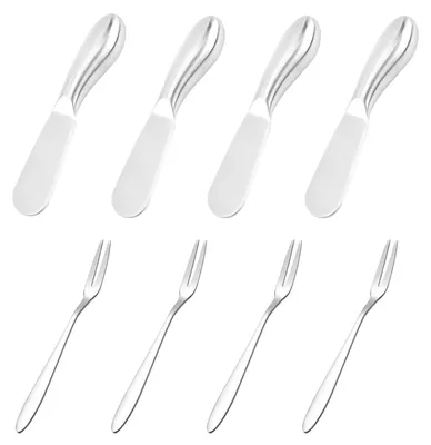 Käsemesser-Set 4-tlg. + 4 Zweizinkengabeln, Edelstahl, 13,5 cm
