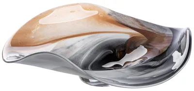 Dekoschale Draga Ø 46 cm, braun-schwarz Marmoroptik, Glas