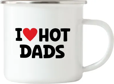 Produktbild von I Love hot Dads Emaille Tasse Lustig Witzig Herz Love Valentinstag Vater Mutter Geburtstag Jahrestag Mama Mann