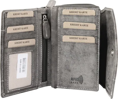 Produktbild von Akzent 300113-003 Damen Geldbörse aus Echtleder in grau 14 x 9 x 4 cm