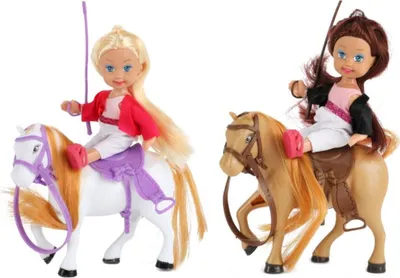 Produktbild von Toi-Toys - LILLY Teenager-Puppen 12cm mit 2 Pferden, Halfter & Sattel Spielfigur