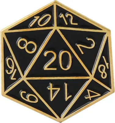 Produktbild von Uni Zwanzigseitige Würfel Emaille Zahlen Brosche Pin Tabletop Gaming Geschenk Abzeichen-Golden