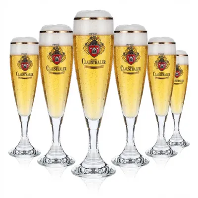 Produktbild von 6x Clausthaler Bier Alkoholfrei Gläser Biergläser Pokal Bierglas 0,2l