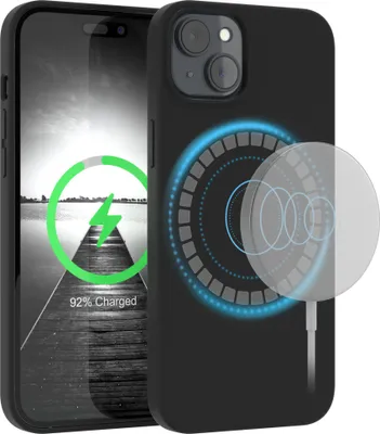 Produktbild von EAZY CASE Silikon MagSafe Handyhülle kompatibel mit Apple iPhone 15 Plus Hülle mit Kameraschutz, Silikonhülle, Schutzhülle Schwarz