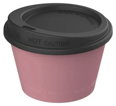 Obrázek produktu pro Kelímek na kávu "ToGo" 100 ml bez BPA - chuťově neutrální kelímek pro opakované použití - 100% recyklovatelný kelímek na kávu s bezpečným uzávěrem - rafinovaný červený/černý