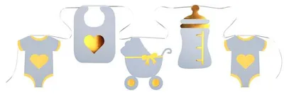 Produktbild von Girlande Baby hellblau gold 5m