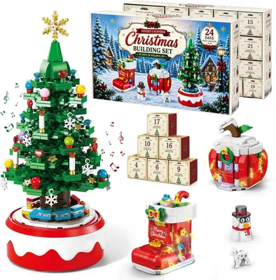 Productafbeelding van Adventskalender 2026 kerstboom bouwstenen bouwset met licht