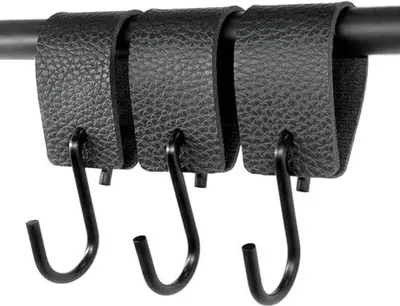 Image de Crochets métalliques noirs, lot de 3, pour tringle à vêtements